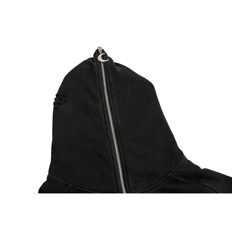 Vintage moon zip up hoodie for y2k streetwear style - hoodies