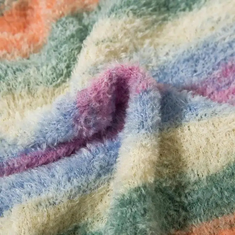 Multicolored plush sweater vest in soft touch knit material - vest