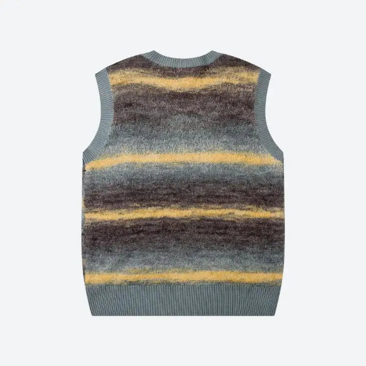 Multicolored plush sweater vest in soft touch knit material - vest