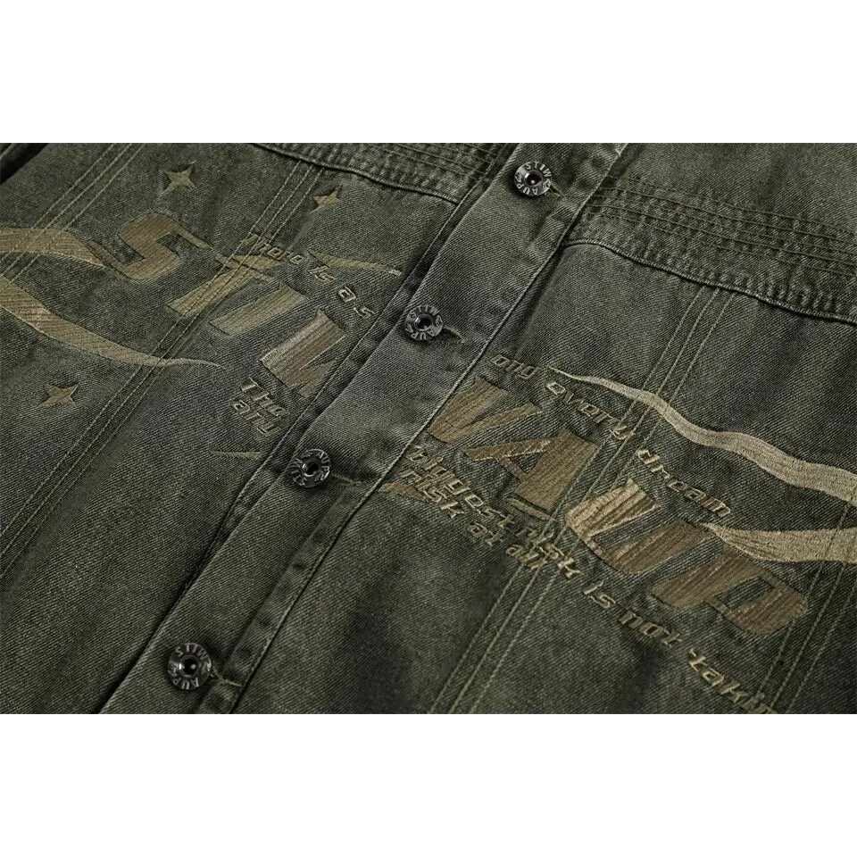 Vintage oversized denim jacket from y2k streetwear collection