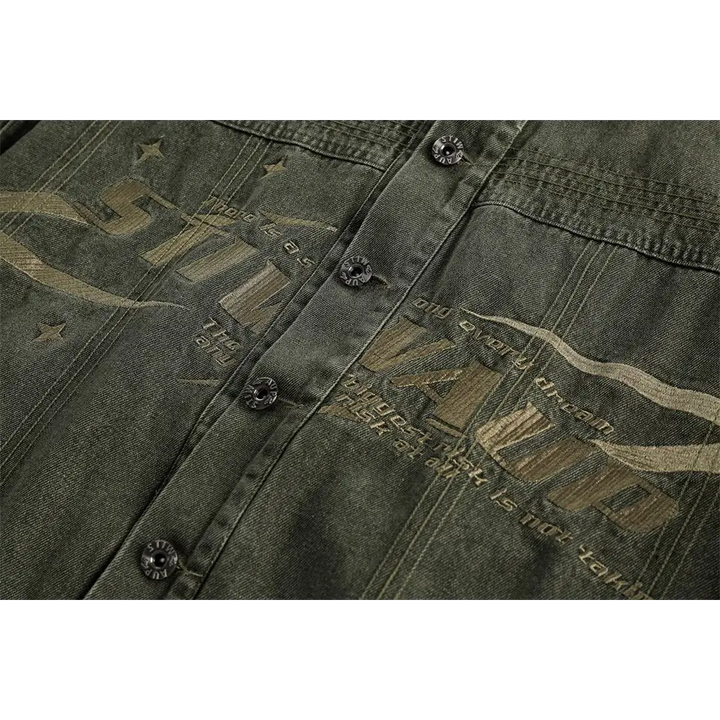 Vintage oversized denim jacket from y2k streetwear collection