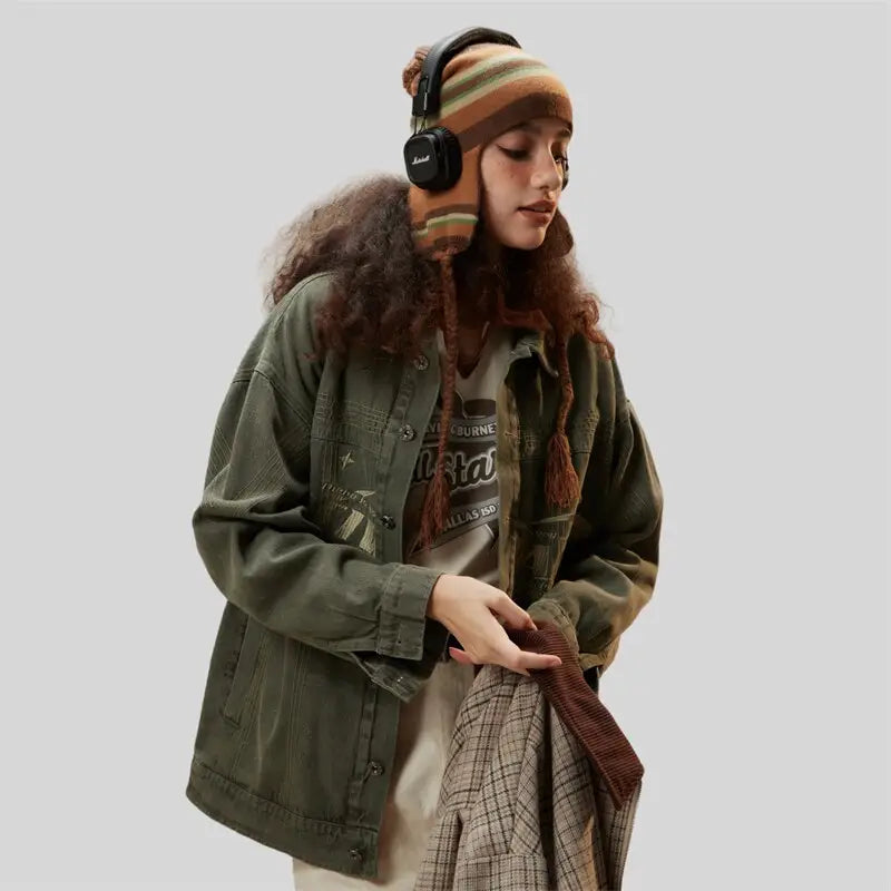 Vintage oversized denim jacket from y2k streetwear collection