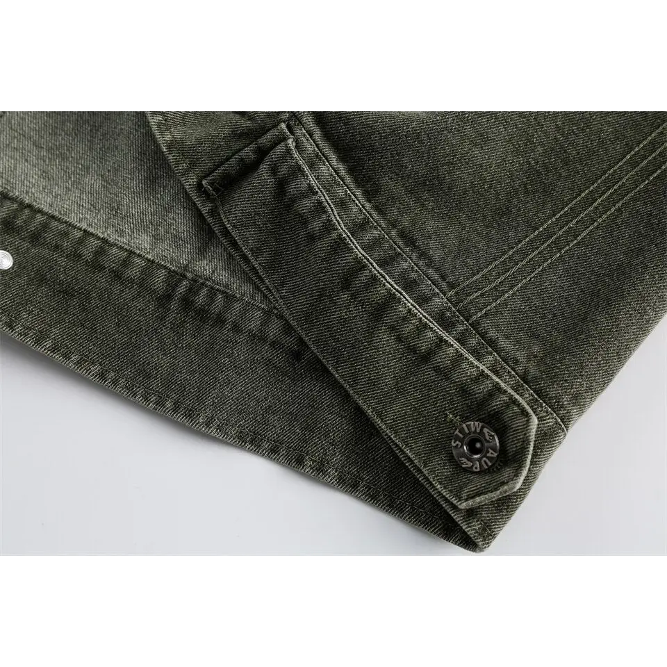 Vintage oversized denim jacket from y2k streetwear collection