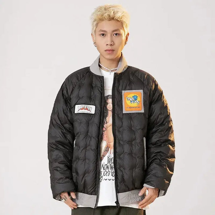Vintage parkas bomber varsity jacket for y2k style and warmth - jacket
