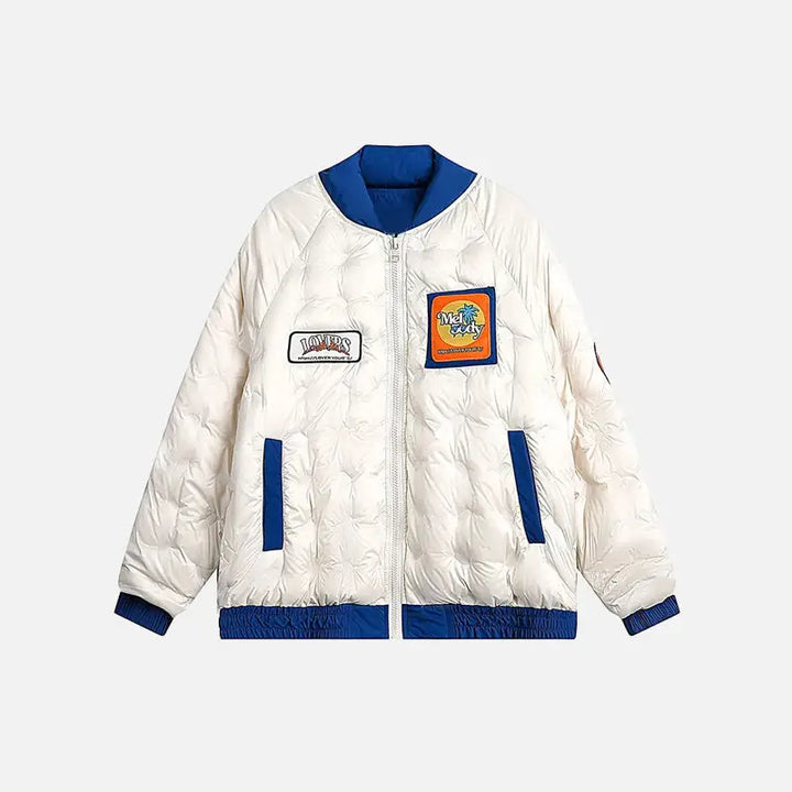 Vintage parkas bomber varsity jacket for y2k style and warmth - white / m - jacket