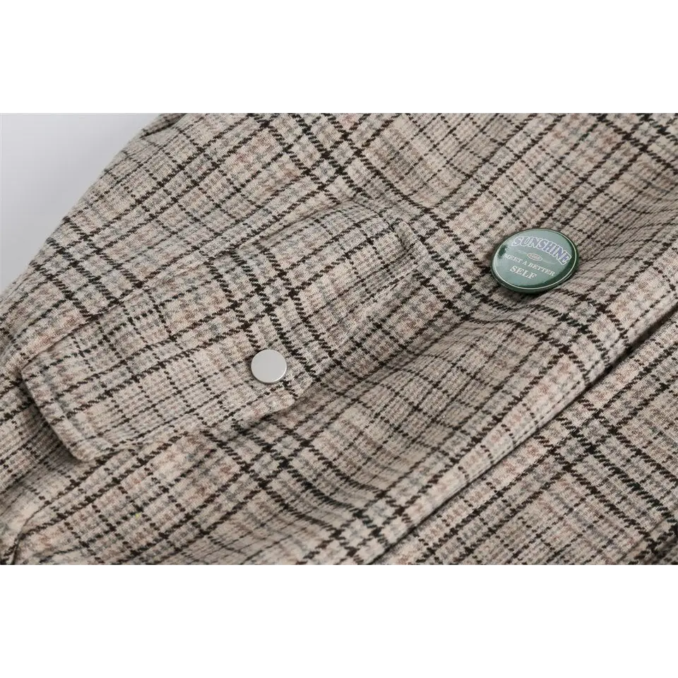 Original y2k checked jacket in soft polyester