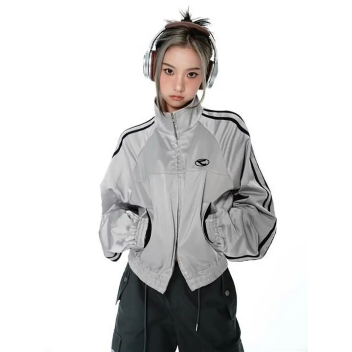 Y2k vintage silver jacket for fashion-forward streetwear - gray / s - jackets