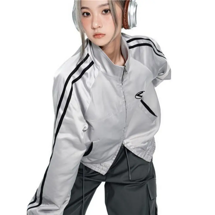 Y2k vintage silver jacket for fashion-forward streetwear - jackets