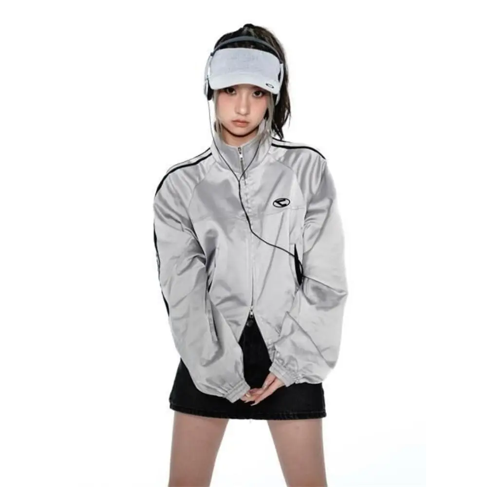 Y2k vintage silver jacket for fashion-forward streetwear - jackets