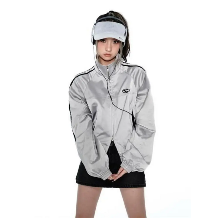 Y2k vintage silver jacket for fashion-forward streetwear - jackets