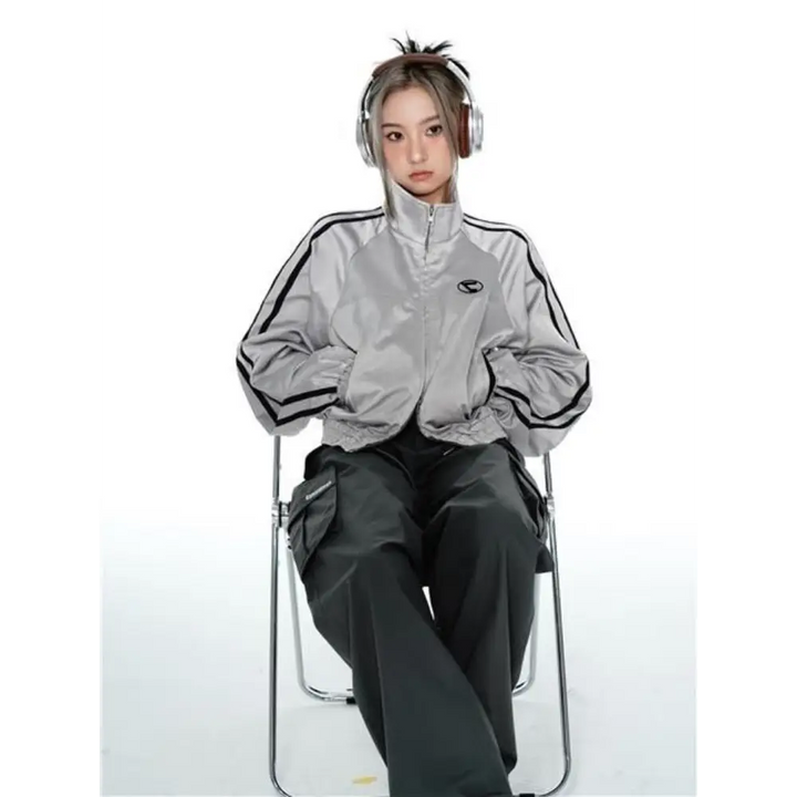 Y2k vintage silver jacket for fashion-forward streetwear - jackets