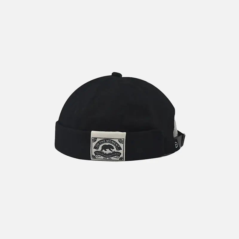 Solid-colored vintage beanies in soft cotton fabric - black