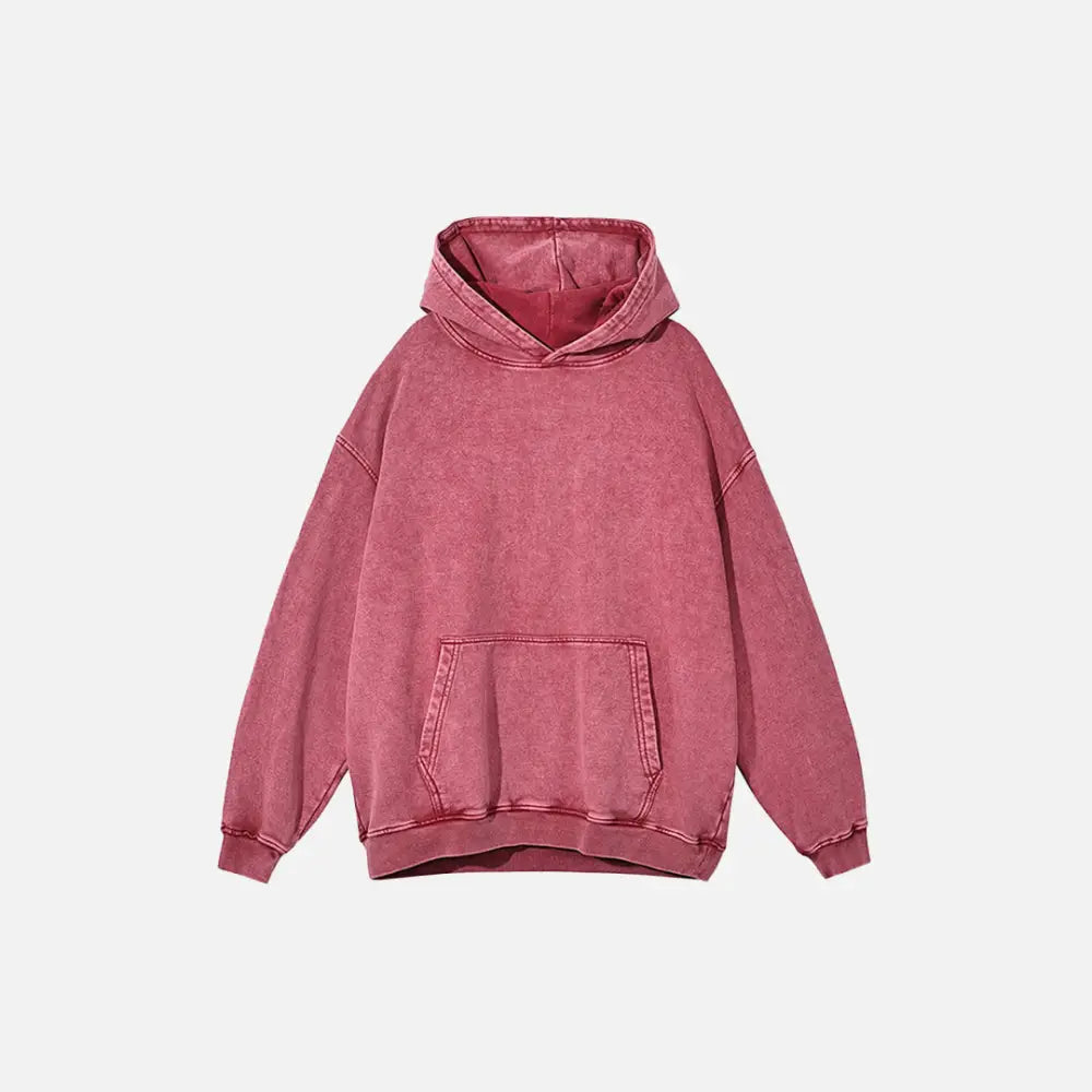 Vintage washed y2k hoodie in solid color for streetwear style - red / s - hoodies