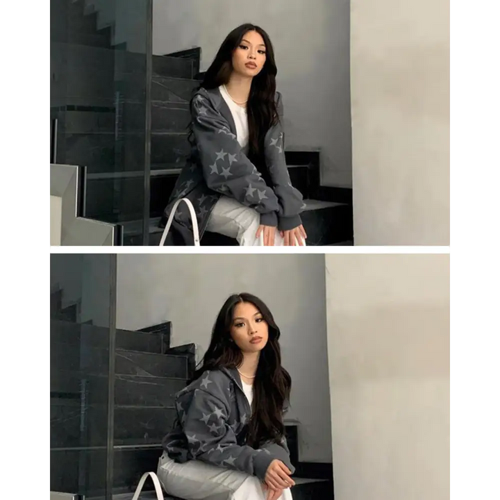 Y2k star graphic hoodies for a retro trendy look