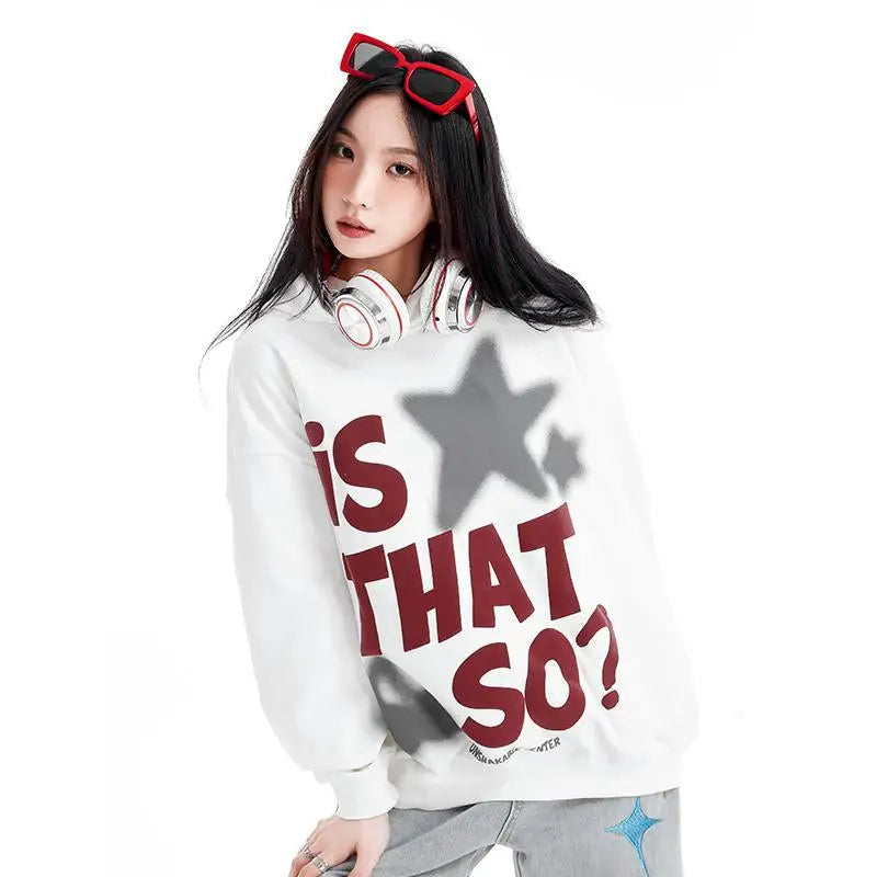 Y2k vintage star graphic letter print hoodie for trendy streetwear - hoodies