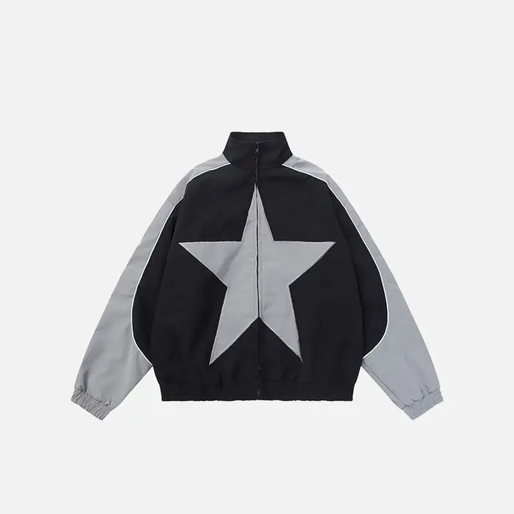 Vintage star print y2k windbreaker jacket for stylish comfort - black / s 40-47kg - jackets