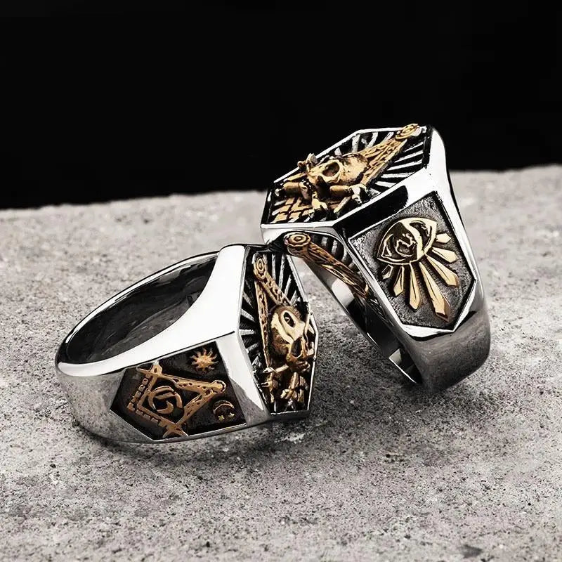 Titanium steel skull ring for edgy style and ruggedness - rings