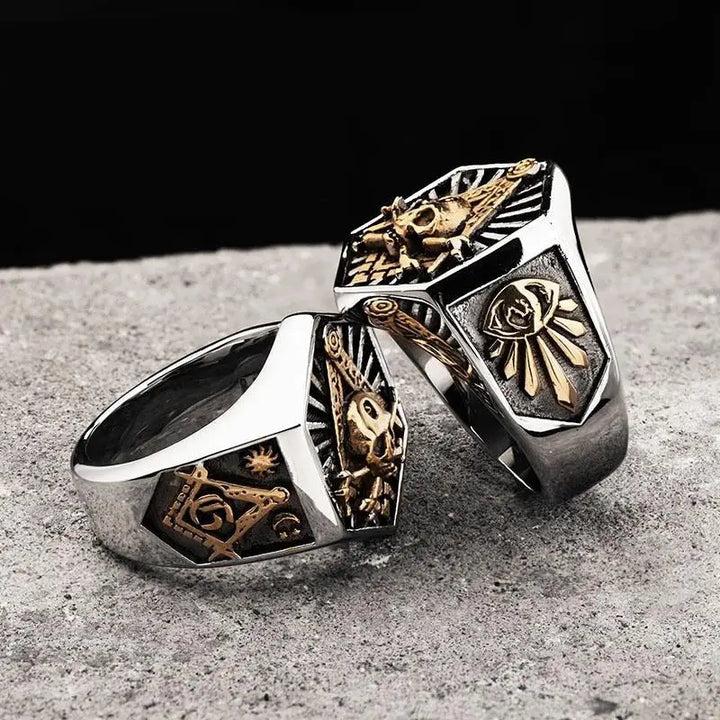 Titanium steel skull ring for edgy style and ruggedness - rings