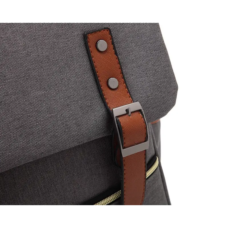 Vintage unisex waterproof backpack with large capacity and zip pockets