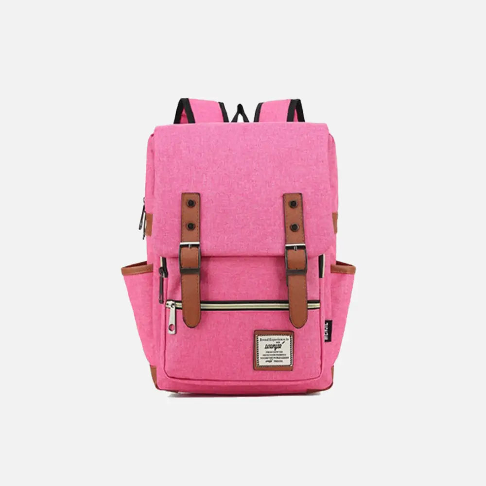 Vintage unisex waterproof backpack with large capacity and zip pockets - watermelon red