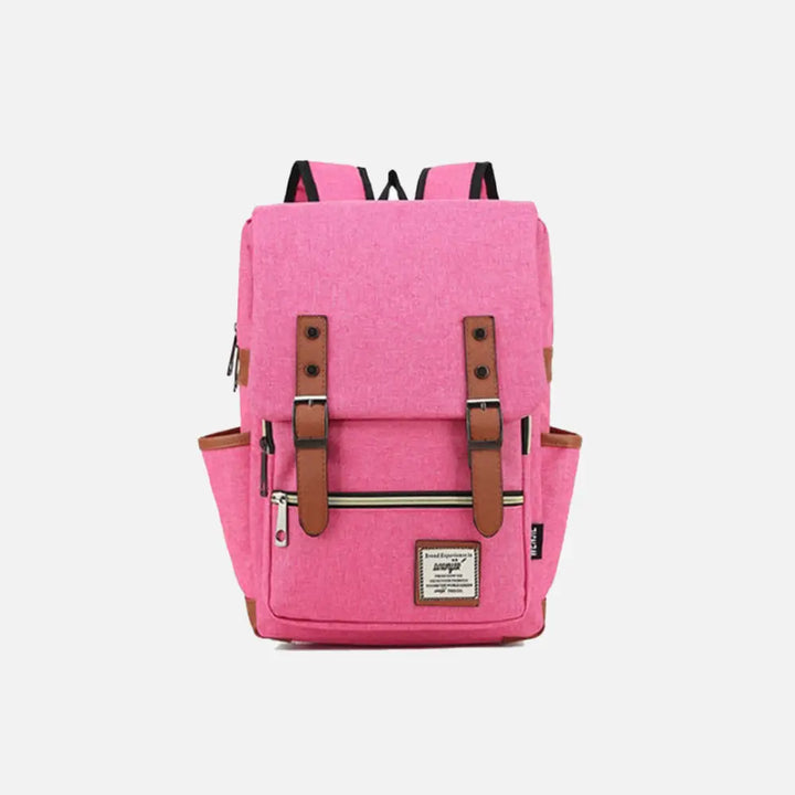 Vintage unisex waterproof backpack with large capacity and zip pockets - watermelon red