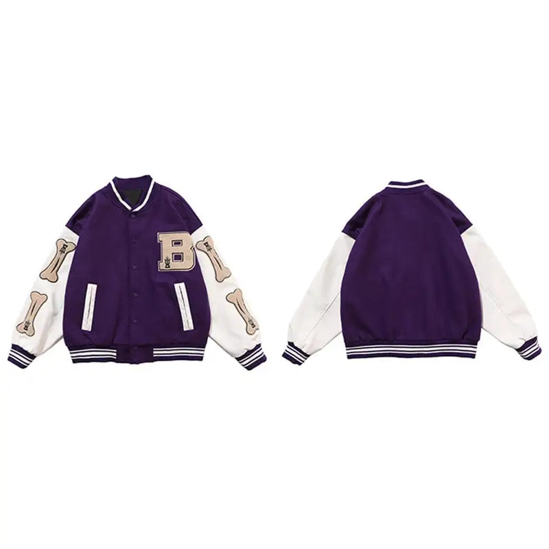 Vintage y2k style cotton varsity jacket - purple / m