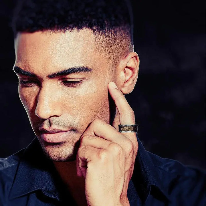 Vintage silver viking letter ring from our y2k streetwear collection - rings