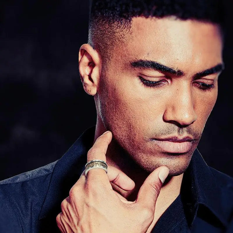 Vintage silver viking letter ring from our y2k streetwear collection - rings