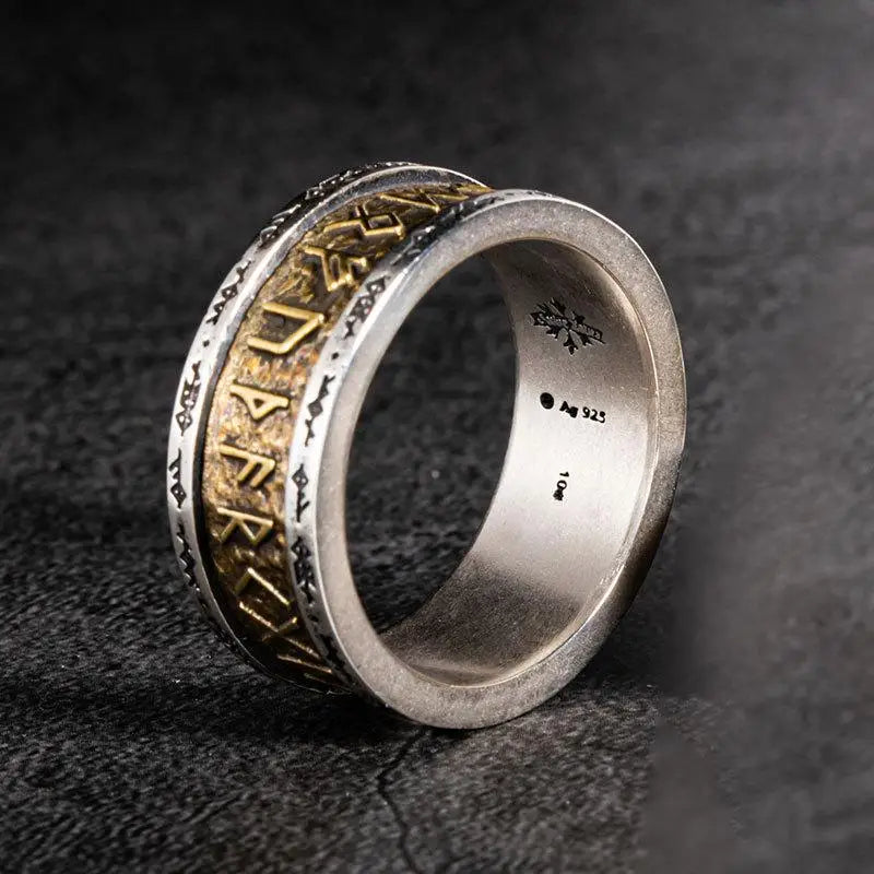 Vintage silver viking letter ring from our y2k streetwear collection - the inner circumference of us code 8 is about