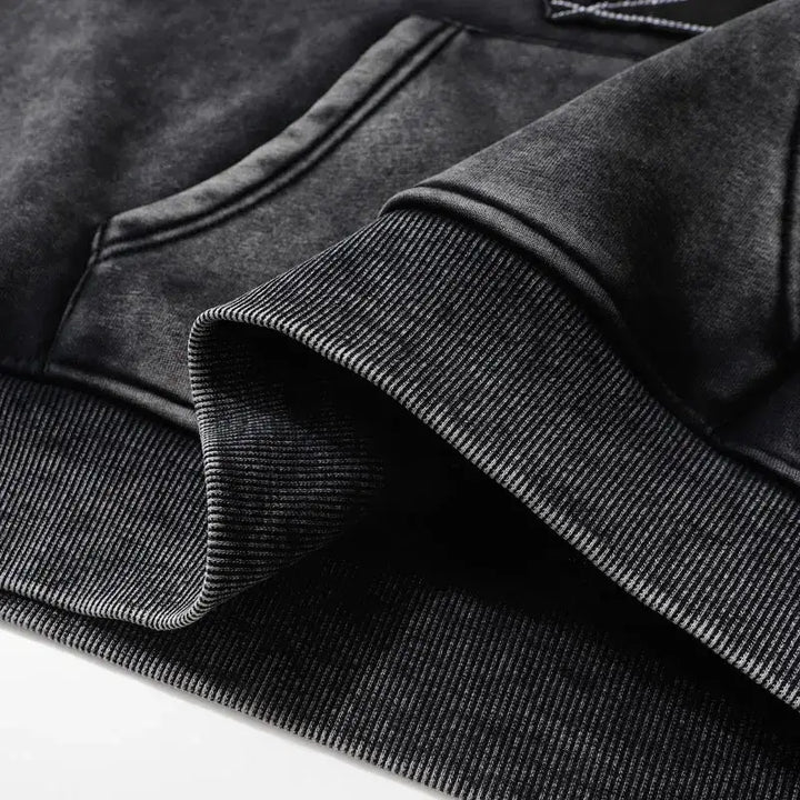 Y2k vintage washed black ripped hoodie for bold streetwear style - hoodies