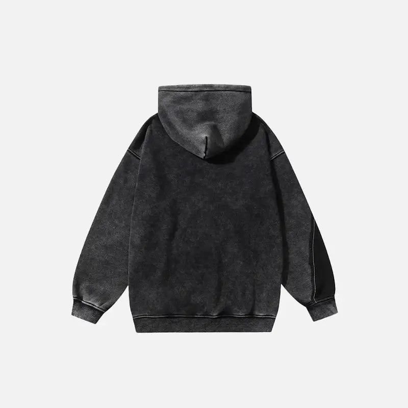 Y2k vintage washed black ripped hoodie for bold streetwear style - hoodies