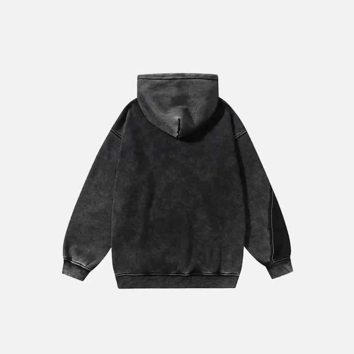 Y2k vintage washed black ripped hoodie for bold streetwear style - hoodies