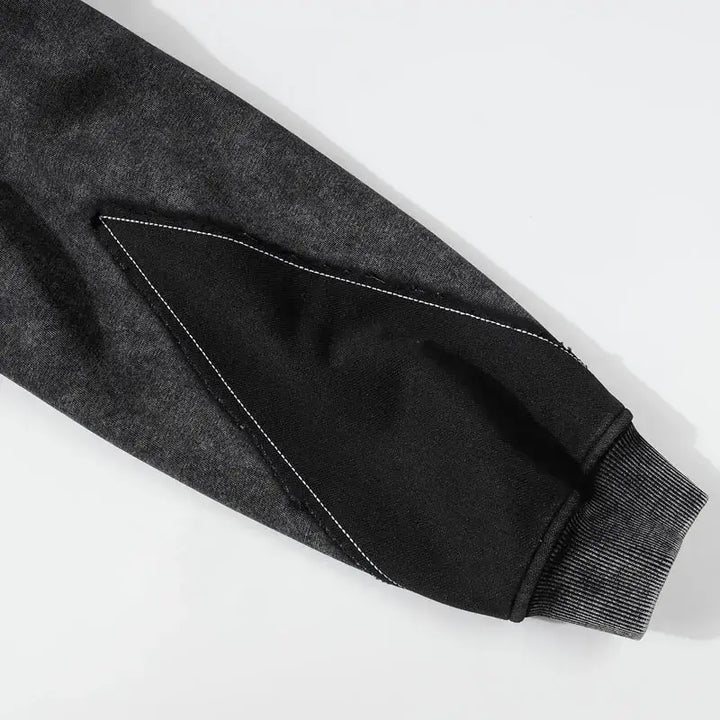 Y2k vintage washed black ripped hoodie for bold streetwear style - hoodies