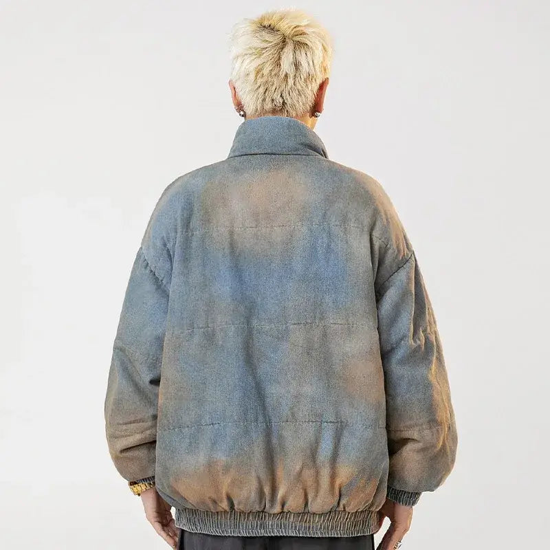 Y2k denim jacket with high collar for style and comfort - jackets