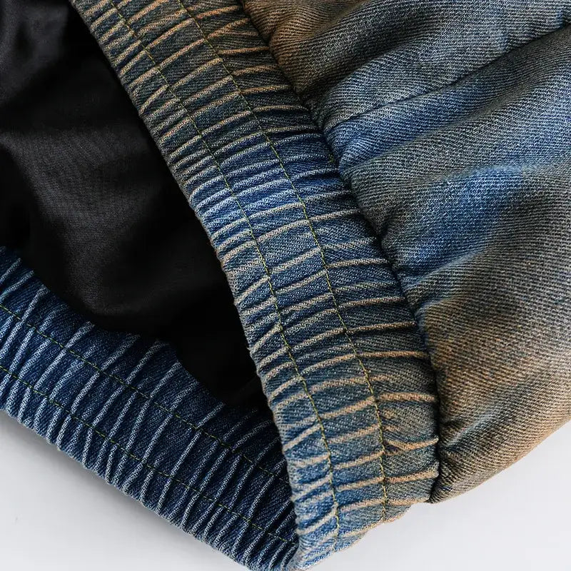 Y2k denim jacket with high collar for style and comfort - jackets