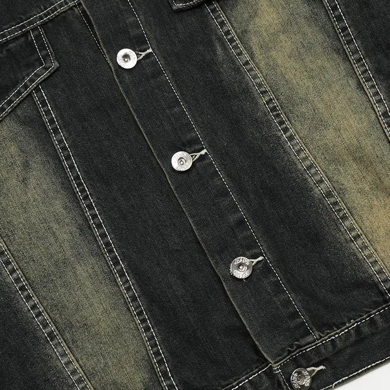 Vintage washed y2k denim jacket for a nostalgic streetwear look