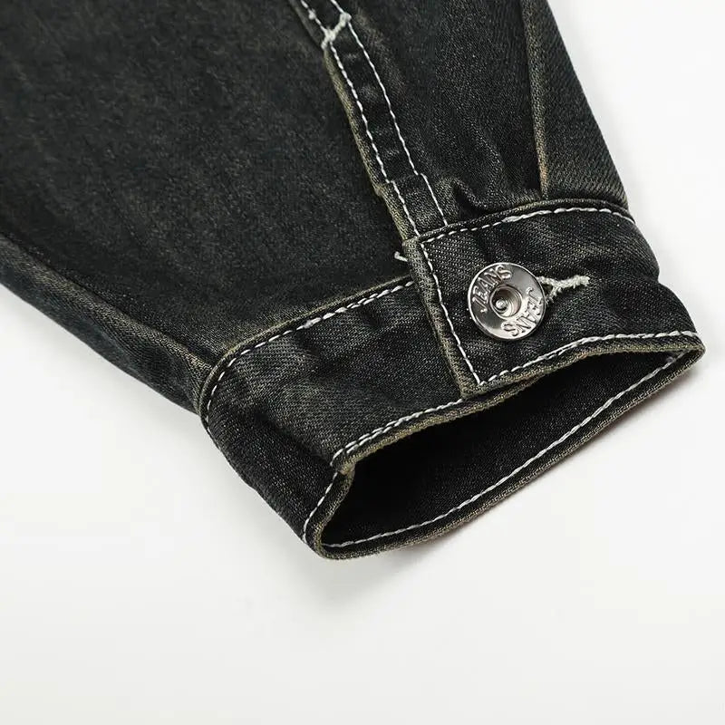 Vintage washed y2k denim jacket for a nostalgic streetwear look