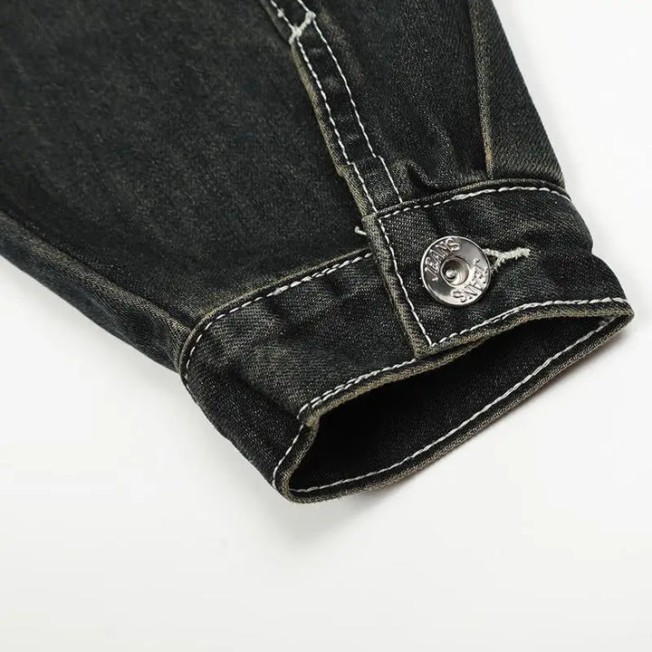 Vintage washed y2k denim jacket for a nostalgic streetwear look