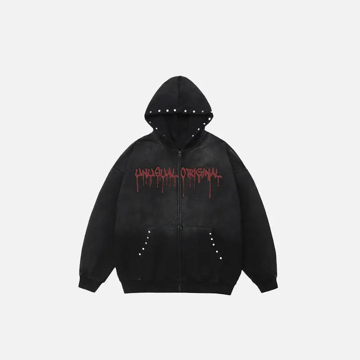 Y2k vintage cotton zip-up hoodie - black / m - hoodies