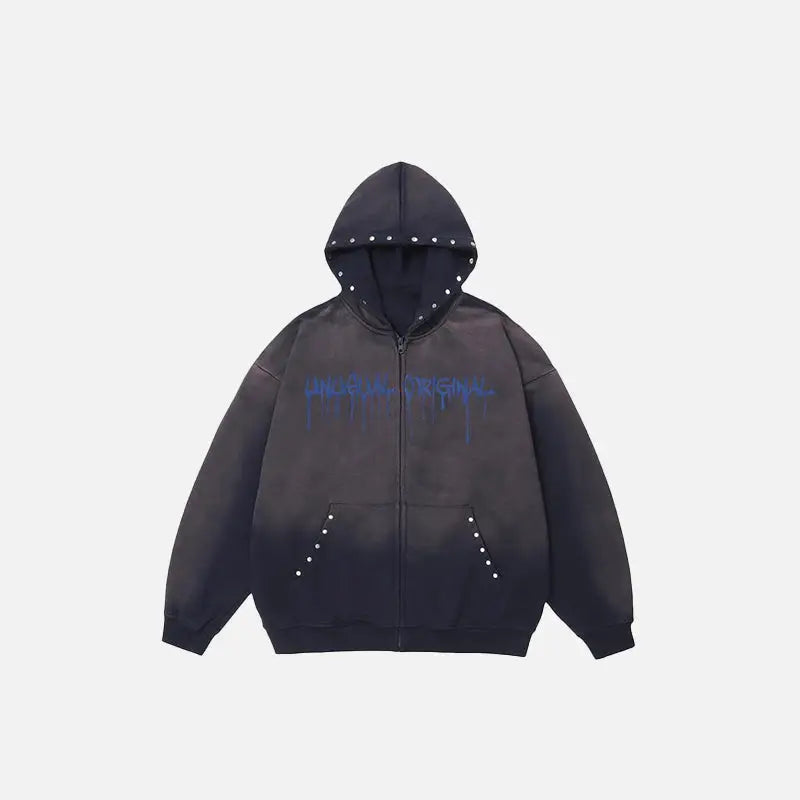 Y2k vintage cotton zip-up hoodie - purple / m - hoodies