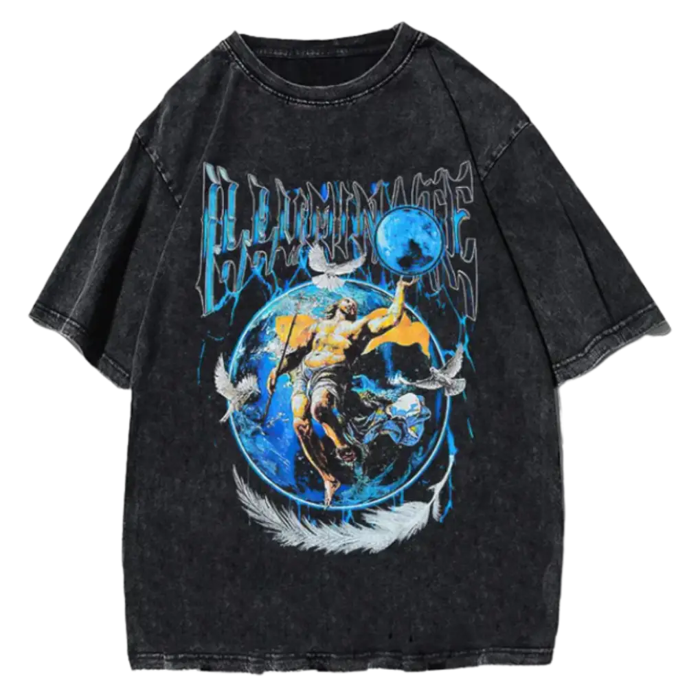 Vintage y2k t-shirt for urban fashion enthusiasts - washed black / m