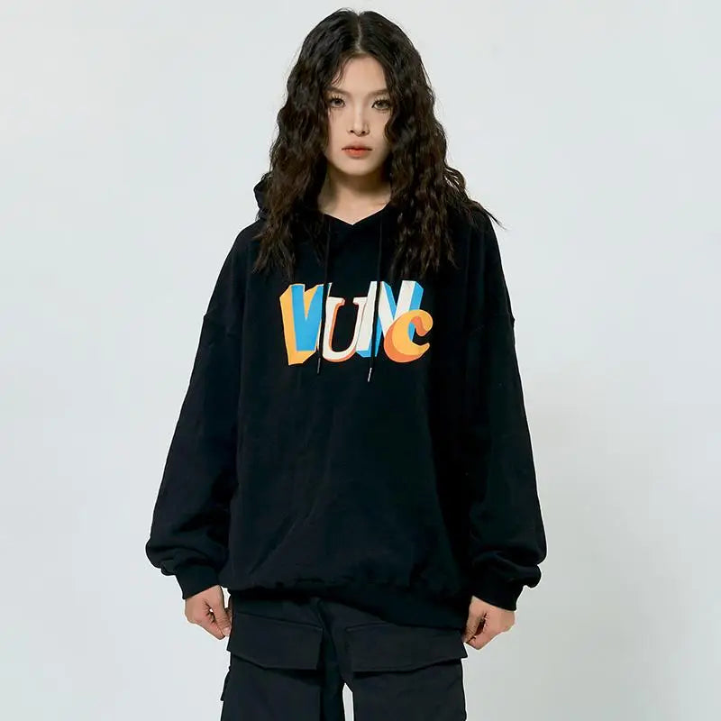 Y2k voice letter print hoodie for trendy streetwear style - hoodies
