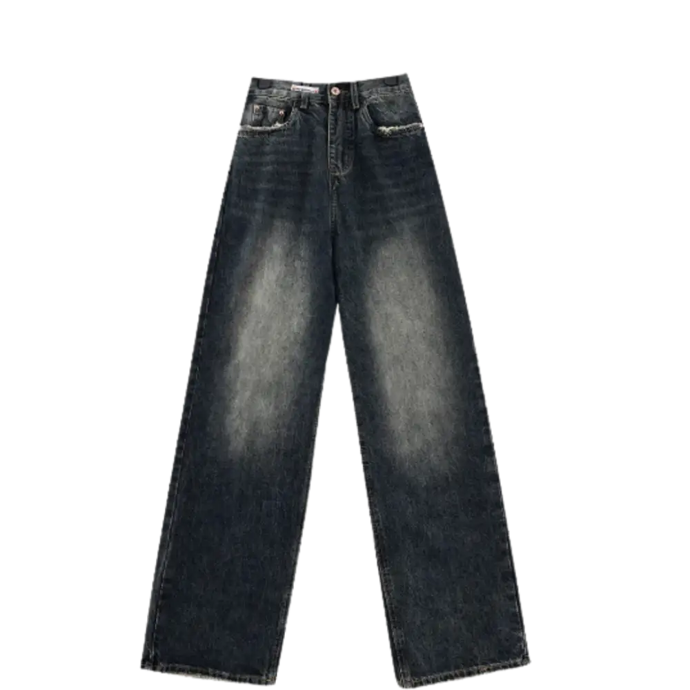 Y2k washed blue loose jeans for urban fashion enthusiasts - s