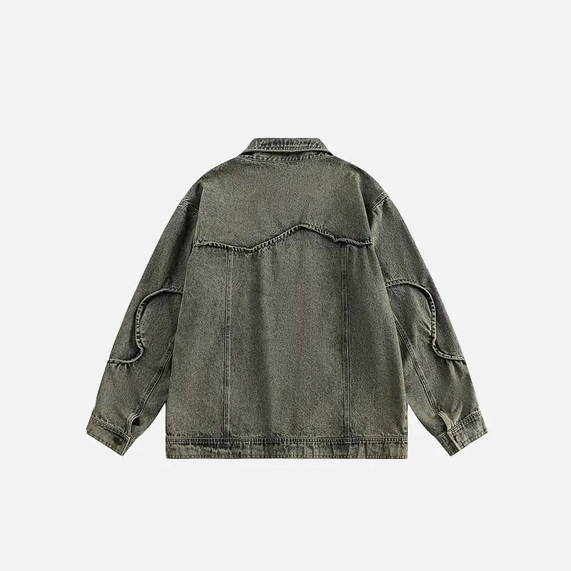 Vintage y2k jacket with classic collar and one-button closure - denim