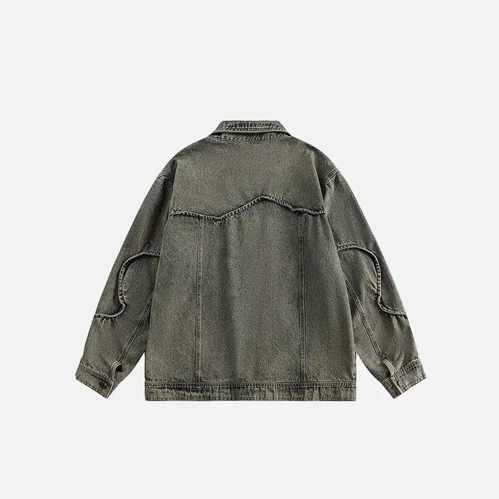 Vintage y2k jacket with classic collar and one-button closure - denim