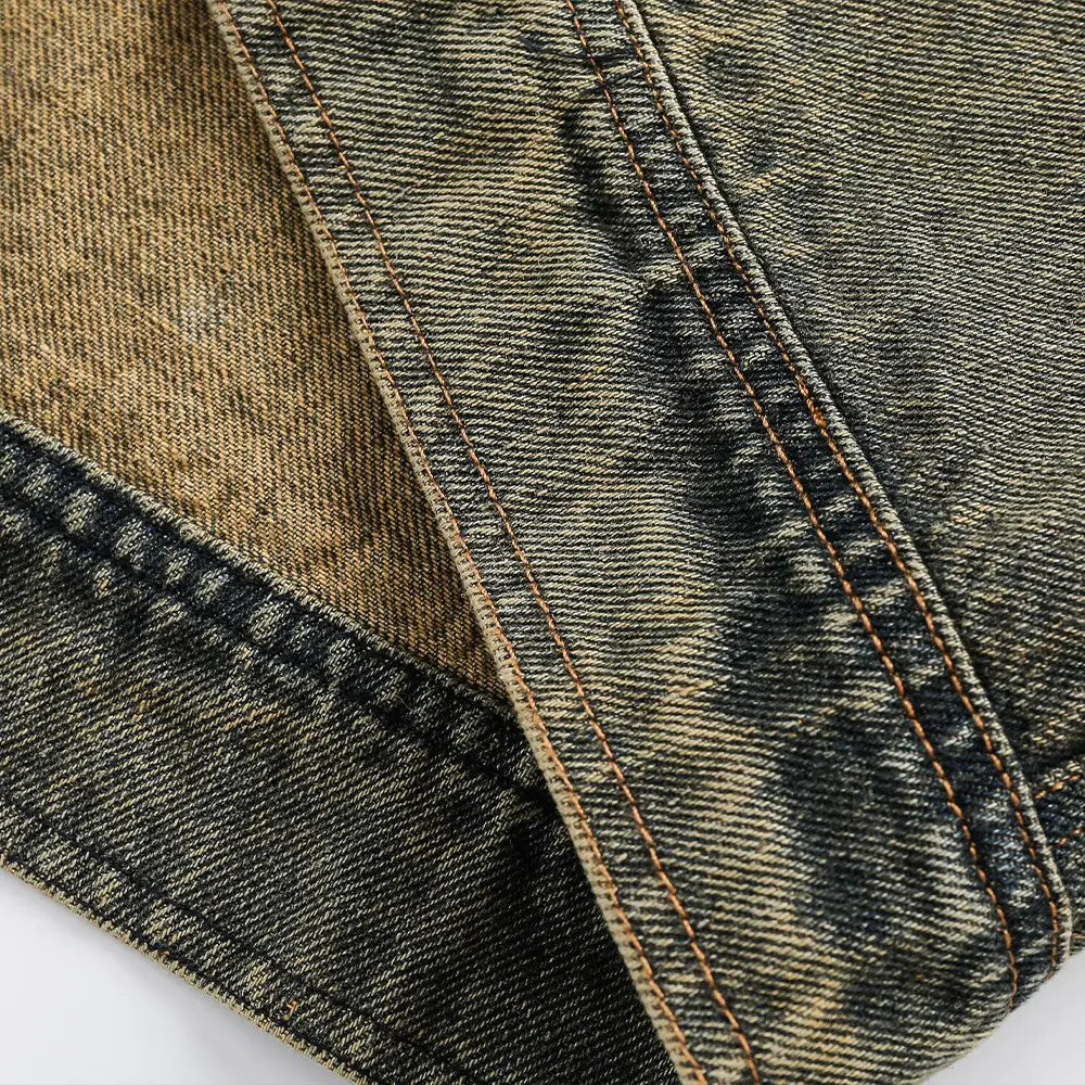 Vintage y2k jacket with classic collar and one-button closure - denim