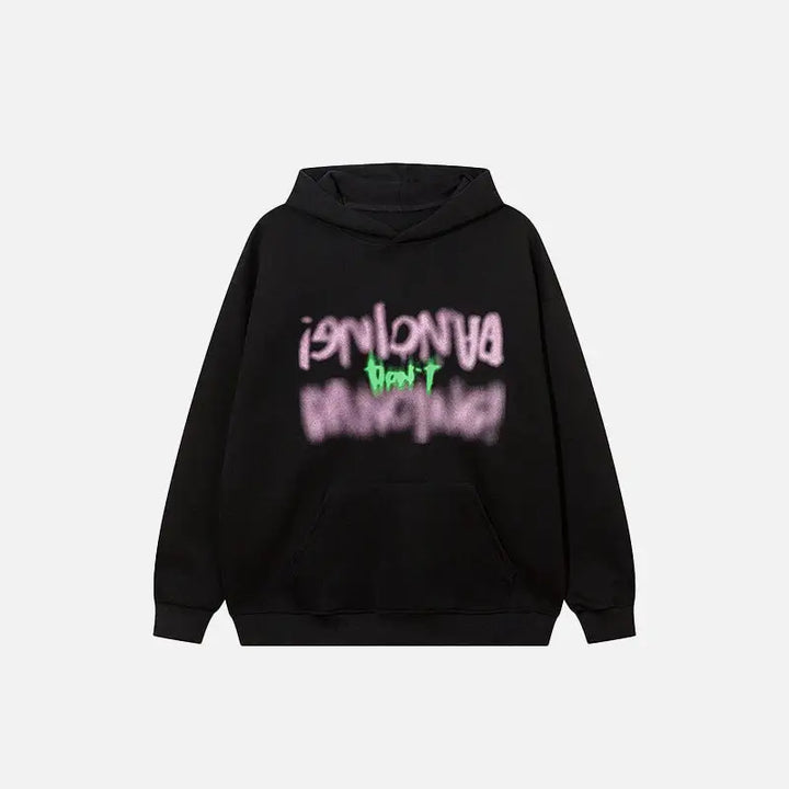 Y2k faded letter print hoodie for stylish comfort - black / s - hoodies