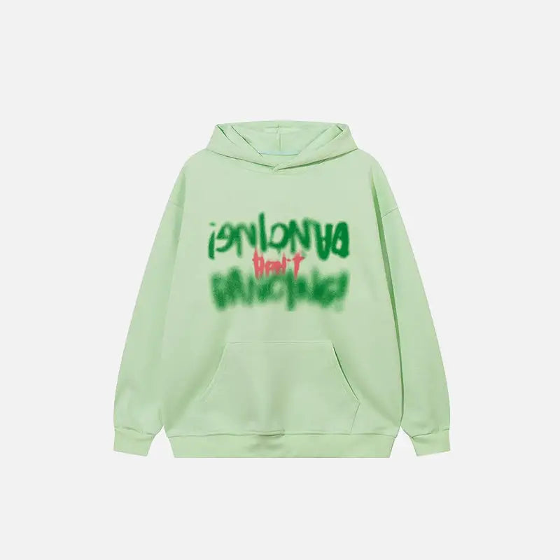 Y2k faded letter print hoodie for stylish comfort - green / s - hoodies