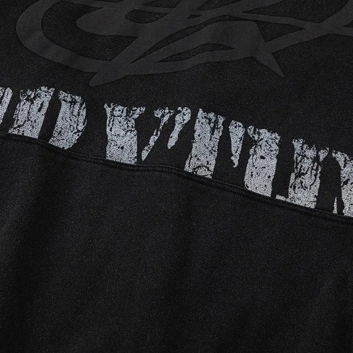 Galaxy y2k washed letters hoodie for style and comfort - hoodies