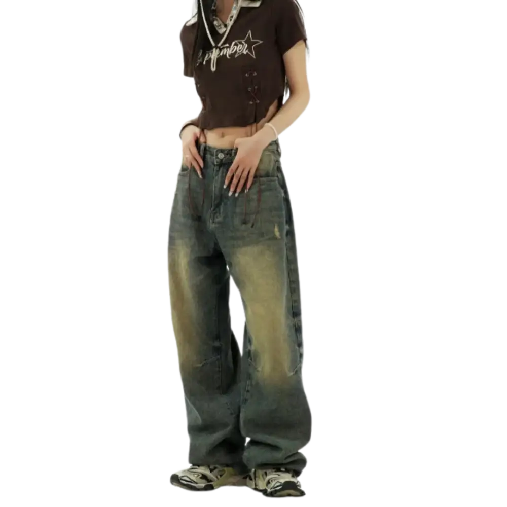 Light blue y2k baggy jeans for urban fashion lovers